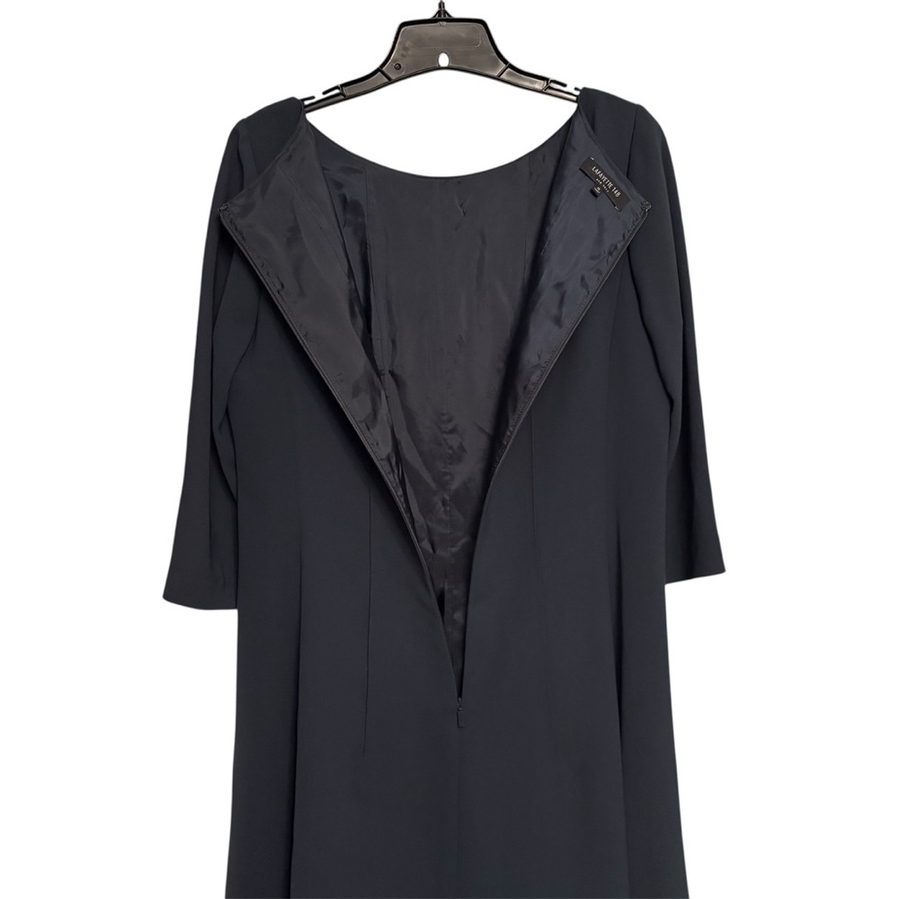 Lafayette 148 New York Gray Crepe Tent Dress 3/4 Sleeve Bateau Neck Size 12 - Picture 2 of 5